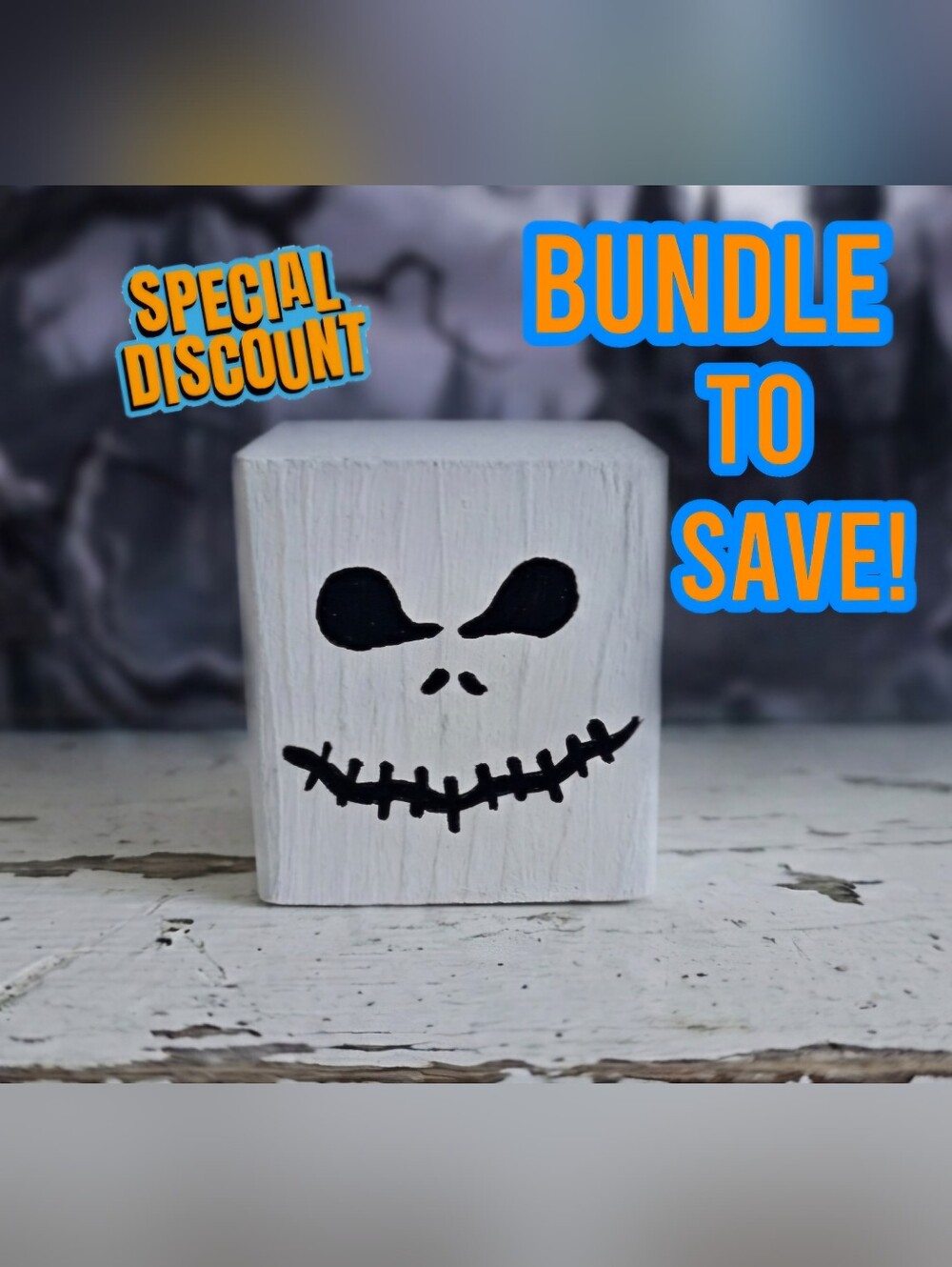 Halloween Wood Blocks Decor-  Jack Skellington
